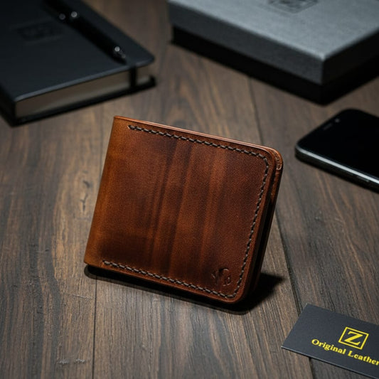 Artisan Hand-Burnished Genuine Leather Wallet β 100% Hand-Stitched & Hand-Dyed Luxury Bi-Fold for Men