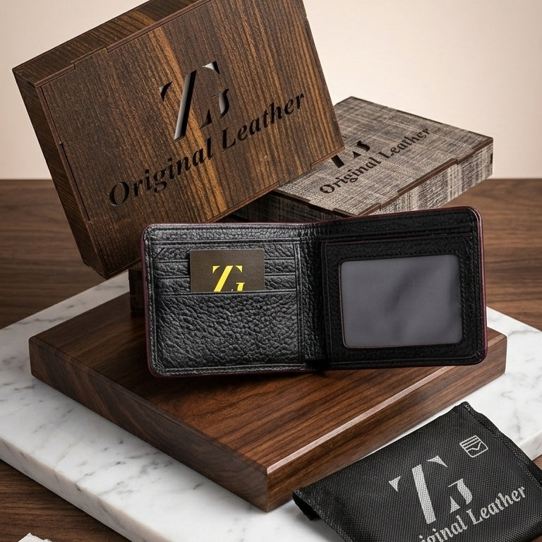 Minimalist Executive Bi-Fold Wallet – Ultra-Soft Top-Grain Genuine Leather with Luxury Presentation Box