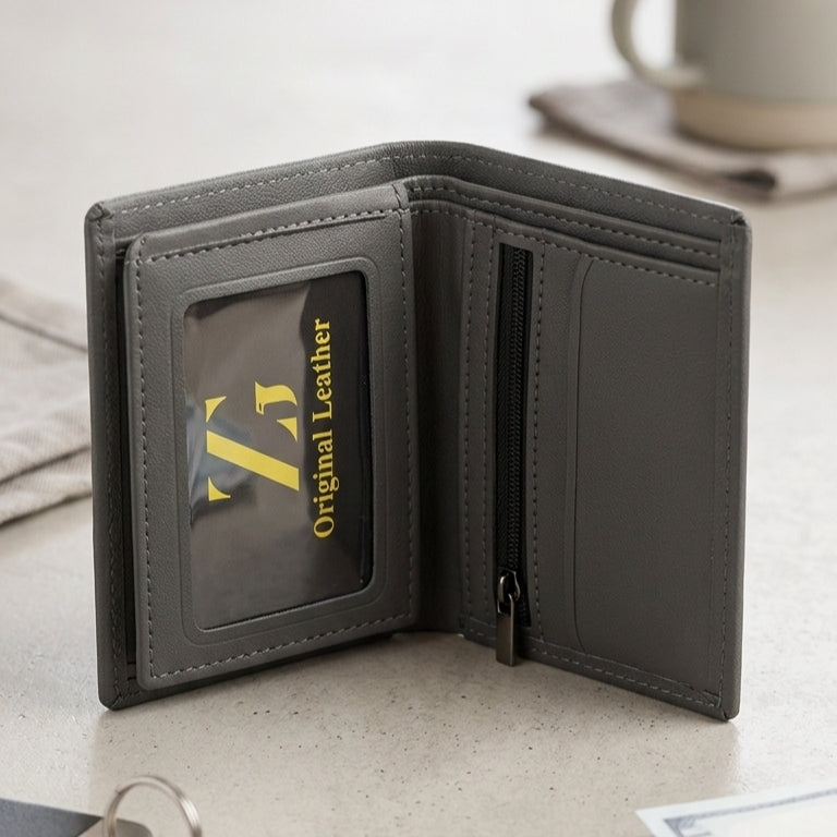 Essential Slim PU Leather Wallet – Lightweight Bi-Fold with Smooth Texture & Signature Gift Box