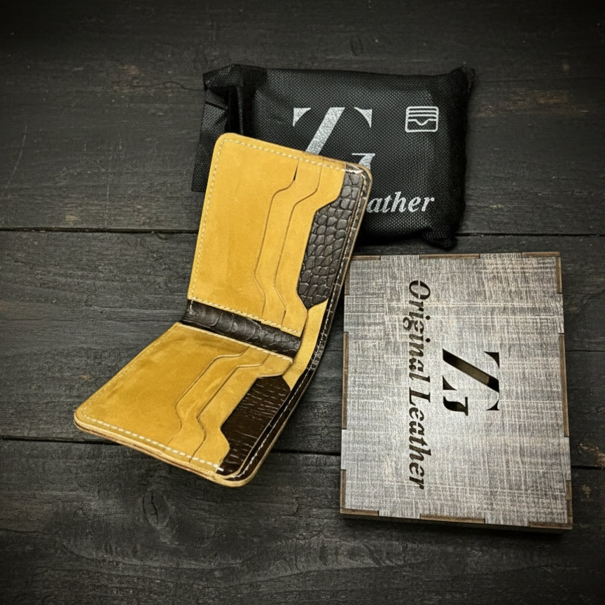 Premium Textured Leather Bi-Fold Wallet for Men – Slim Executive Design with Multi-Card Slots