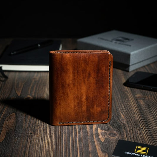 Artisan Hand-Burnished Genuine Leather Wallet – 100% Hand-Stitched & Hand-Dyed Luxury Bi-Fold for Men