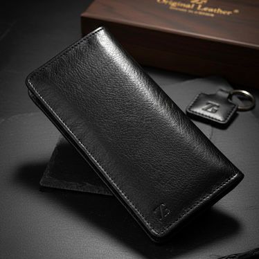 Executive Men’s Long Vertical Wallet – Premium Soft Genuine Leather Travel Organizer & Checkbook Holder