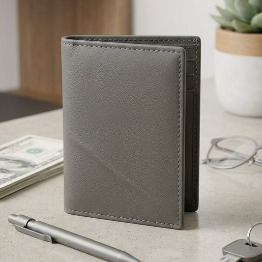 Essential Slim PU Leather Wallet – Lightweight Bi-Fold with Smooth Texture & Signature Gift Box