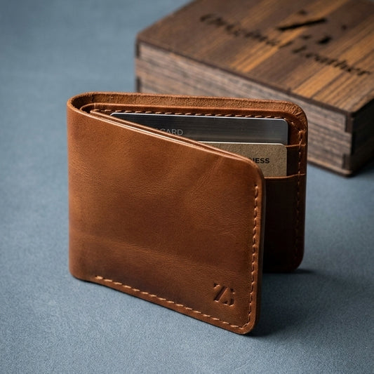 Signature Baby Buffalo Leather Wallet – Ultra-Durable Soft Grain Bi-Fold with Luxury Wooden Box